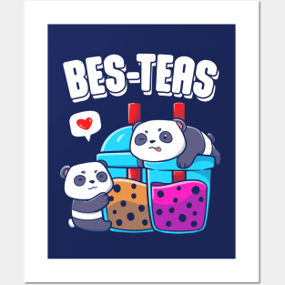 Bes-Teas Cute Kawaii Bubble Tea Panda Besties Posters and Art